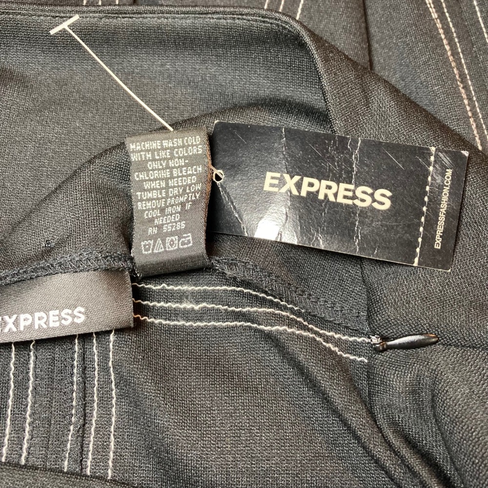 Express Black Pencil Skirt White Stitching Career‎ Business Professional NWT - Picture 5 of 5